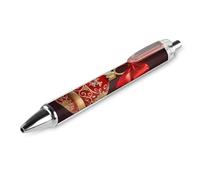 1 Pack Retractable Black Ballpoint Pens for Smooth Writing 0.5mm Fine Point Fineliner Refillable Quick Dry Gel Ink Christmas Ball Golden Bell Rollerball Pens Comfort Grip for Journaling Note Takin