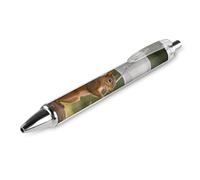1 Pack Retractable Black Ballpoint Pens for Smooth Writing 0.5mm Fine Point Fineliner Refillable Quick Dry Gel Ink Squirrel Hold A Umbrellas Rollerball Pens Comfort Grip for Journaling Note Taking