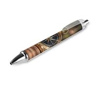 1 Pack Retractable Black Ballpoint Pens for Smooth Writing 0.5mm Fine Point Fineliner Refillable Quick Dry Gel Ink Sail Boat Nautical Compass Rollerball Pens Comfort Grip for Journaling Note Takin