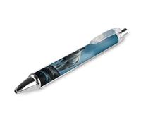 1 Pack Retractable Black Ballpoint Pens for Smooth Writing 0.5mm Fine Point Fineliner Refillable Quick Dry Gel Ink The White Wolf on The Rock Rollerball Pens Comfort Grip for Journaling Note Takin