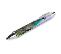 1 Pack Retractable Black Ballpoint Pens for Smooth Writing 0.5mm Fine Point Fineliner Refillable Quick Dry Gel Ink Green Peafowl by Iris Rollerball Pens Comfort Grip for Journaling Note Taking
