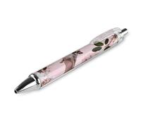 1 Pack Retractable Black Ballpoint Pens for Smooth Writing 0.5mm Fine Point Fineliner Refillable Quick Dry Gel Ink Sugar Glider over Cherry Blossoms Rollerball Pens Comfort Grip for Journaling Not