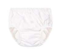 1 Pack Reusable Swim Nappies, Easy Pull-on Baby Swim Pants with Single Side Snap, Waterproof Swimming Nappy for Pool Beach, White, 3-6 Months