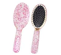 1 Pack Rhinestone Hair Brush Detangling Bling Detangle Massage Sparkle Compact Comb Crystal Air Cushion for Women Wet Dry (Pink 2-Round)
