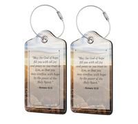1 Pack Romans 15 13 Luggage Tags for Suitcases PU Leather Privacy Protection Bag Tags Travel Essentials