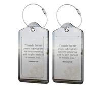 1 Pack Romans 8 18 Luggage Tags for Suitcases PU Leather Privacy Protection Bag Tags Travel Essentials