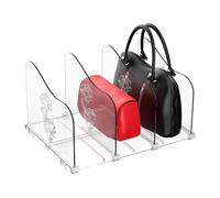1-Pack Rose Handbag Organiser Storage, Adjustable Wardrobe Shelf Divider, Clear Purse Organiser for Closet, Plastic Bookshelf Separator for Bedroom Office Home, Great Gift for Mom Wife Friends