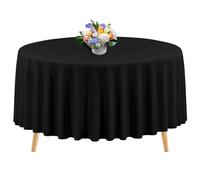 1 Pack Round Black Polyester Tablecloth - 108 Inches Circular Wrinkle Resistant, Stain Washable Table Cover for Wedding, Parties, Banquet, Buffet, Holidays