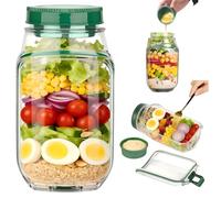 1 Pack Salad Pod Jar,Salad Jar with Side Opening,Portable Salad Container with Leakproof Dressing Compartment,Vertical Layered Design Salad Bowl for Lunch,Suitable for Home,Outdoor,Travel Meal Prep