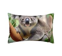 1 Pack Satin Pillowcase for Hair and Skin,Soft Breathable Silk Pillowcase Cooling Pillow Cover with Hidden Zipper Queen Size Cute Koala Cushion Case for Bedroom Sofa 20”X30”