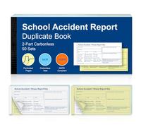 1 Pack School Accident Report Book 99mm x 210mm Incident Report Duplicate Book 2-Part 50 Sets Accident Report Book with Both Copies Perforated for Schools Nurseries Educational Institutions