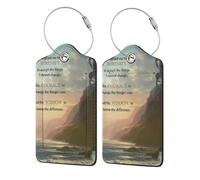 1 Pack Serenity Prayer On Beach Luggage Tags for Suitcases PU Leather Privacy Protection Bag Tags Travel Essentials