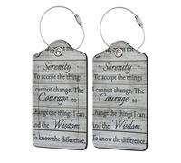 1 Pack Serenity Prayer On Beach Luggage Tags for Suitcases PU Leather Privacy Protection Bag Tags Travel Essentials