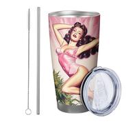 1 Pack Sexy Botanical Tumbler for Women Girls Funny Plant Leaves Cute Hair Aesthetic Flower Rose Green Metal Reusable No Spill Unbreakable Garden