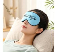 1 Pack Silk Feel Sleep Mask Goodnight Letter Adjustable Light Blocking Eye Shade Portable Travel Rest Mask