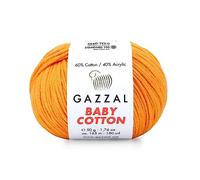 1 Pack (Skein) Gazzal Baby Cotton, 60% Cotton 40% Acrylic, Each Ball 1.76 Oz (50g) / 180 Yards (165m), DK- Worsted, Knitting Yarn, Amigurumi Yarn, Baby Yarn, 3416