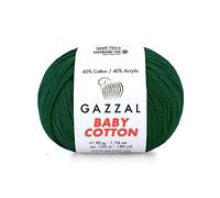 1 Pack (Skein) Gazzal Baby Cotton, 60% Cotton 40% Acrylic, Each Ball 1.76 Oz (50g) / 180 Yards (165m), DK- Worsted, Knitting Yarn, Amigurumi Yarn, Baby Yarn, 3467