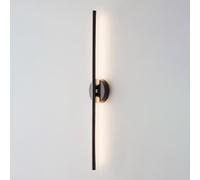 1-Pack Slender Bar Linear Wall Light, Modern Minimalist Led Wall Lamp, Long Strip Brass Wall Sconce, 3-Color Mode Hardwired Wall Mounted Lamp For Bedroom Bedside Living R-Black-a-85cm