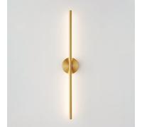 1-Pack Slender Bar Linear Wall Light, Modern Minimalist Led Wall Lamp, Long Strip Brass Wall Sconce, 3-Color Mode Hardwired Wall Mounted Lamp For Bedroom Bedside Living R-Gold-a-85cm