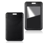 1 Pack Sliding Black ID Badge Holder, Card Case Protector with Clear Window, Vertical Card Protector Pouch for School Card ID Credit Cards Driver’s Licenses