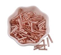 1 Pack Small Glass Bugle Beads 2.5x15mm Glass Tube Seed Beads for Crafting, Beading, Keychain Making, About 70Pcs, Champagne