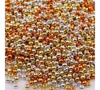 1 Pack Small Round Glass Seed Beads, 2mm Metallic Glass Seed Beads for Crafting, Beading, Keychain Making, About 1000Pcs, Gold Tone