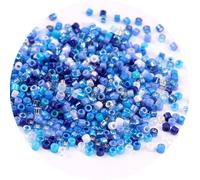 1 Pack Small Round Glass Seed Beads, 2MM Mixed Color Glass Seed Beads for Crafting, Beading, Keychain Making, About 720Pcs, Royal Blue
