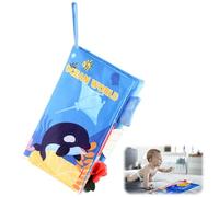 1 Pack Soft Sensory Baby Book Toys, BPA-Free Cloth with 4 Textured Tails, Squeaky Sounds & Bright Colours for Tummy Time, 3 Months+