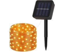 1 Pack Solar Fairy String Lights Outdoor 10M/33FT 100 LED Warm White Copper Wire Lights, IP65 Waterproof Solar Powered Garden Lights with 8 Modes, Auto On/Off, for Patio, Yard, Trees, Wedding & Christ