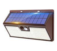 1 Pack Solar Security Lights Outdoor Motion Sensor, 318LED Super Bright Solar Powered Light with 3 Lighting Modes, IP65 Waterproof Wireless Pir Wall Lights for Outside Fence Yard Path(Brown)