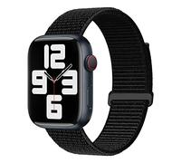 1 Pack Sport Nylon Loop Compatible with Apple Watch Band 42mm 44mm 45mm, Soft Braided Elastic Strap Women Men Replace Wristband for iWatch Series 7 6 5 4 3 2 1 SE Black