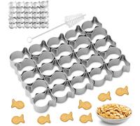1 Pack Stainless Goldfish Cracker Cutter Kit, 25 Cavity Mini Gold Fish Cutter with Cleaning Brushes, Mini Goldfish Molds for Crackers Baking Snack Yogurt Cubes Pet Snacks Cooking Tools