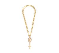 1 Pack Steering Wheel Rosary Charm Accessory Catholic Rosary Car Steering Wheel Hanging Pendant with Virgin Mary Charm and Crucifix for Women Men