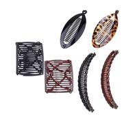 1 Pack Stretchy Double Comb Hair Clip Set, Adjustable Elastic Banana Clip for Women, with 4 Pcs Banana Hair Clips for Fine, Thick, Long Hair