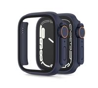1 Pack Tempered Glass Apple Watch Screen Protector 41mm Case for Apple Watch Series 9 8 7 Case, Ultra Style Hard PC Full Coverage Cover HD Clear Shockproof Bumper Cover,Z-Midnight Blue,