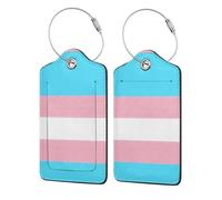 1 Pack Texture-Applied Transgender Flag Luggage Tags for Suitcases PU Leather Privacy Protection Bag Tags Travel Essentials