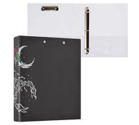 1 Pack, Three Ring Binder Clipboard Round Ring Binder Holds 1.5 in Heavy Duty Ring Binders File Folder for Supplies Print Scorpion Red Rose Flowers Crescent Moon On Black