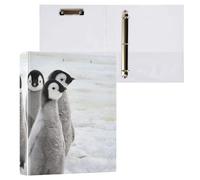 1 Pack, Three Ring Binder Clipboard Round Ring Binder Holds 1.5 in Heavy Duty Ring Binders File Folder for Supplies Print Emperor Penguin Chicks on The Snow in Antarctica