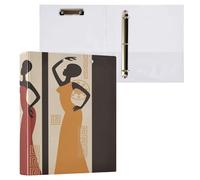 1 Pack, Three Ring Binder Clipboard Round Ring Binder Holds 1.5 in Heavy Duty Ring Binders File Folder for Supplies Print Afro Black Woman Classic African American Women