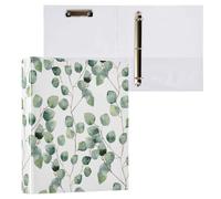 1 Pack, Three Ring Binder Clipboard Round Ring Binder Holds 1.5 in Heavy Duty Ring Binders File Folder for Supplies Print Watercolor Eucalyptus Round Leaves Branches Seamless