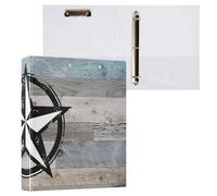 1 Pack, Three Ring Binder Clipboard Round Ring Binder Holds 1.5 in Heavy Duty Ring Binders File Folder for Supplies Print Texas Star On Wood