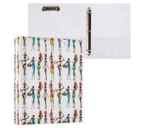 1 Pack, Three Ring Binder Clipboard Round Ring Binder Holds 1.5 in Heavy Duty Ring Binders File Folder for Supplies Print African Black Women Classic Afro American Woman