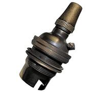 1 Pack Traditional Earthed Solid Brass Lampholder with Shade Retaining Ring and Metal Cord Grip | Brushed Antique Finish - no lacquer | B22|B22D | Bayonet Cap