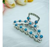 1 Pack Turquoise Hair Clip Metal Western Hair Claw Cowgirl Hair Clips Women Hair Accessories Blue Stone (Silver)