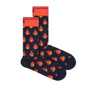 Happy Socks 1 Pack Unisex Cotton Navy Flames Design Socks - Flames - 4-7 UK