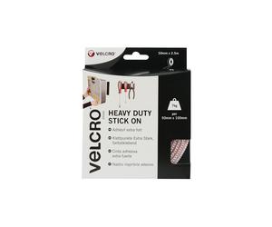 1 Pack - VELCRO® Brand VEL-EC60246 Heavy Duty Stick On Tape 50mm x 2.5m - White