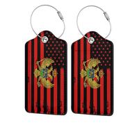 1 Pack Vintage Montenegro America Striped Flag Leather Luggage Tag for Suitcase with ID Label Privacy Cover Address Card Stainless Steel Loop Travel Tags for Cruise Ships Airport