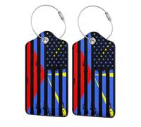 1 Pack Vintage Reunion Island America Striped Flag Leather Luggage Tag for Suitcase with ID Label Privacy Cover Address Card Stainless Steel Loop Travel Tags for Cruise Ships Airport