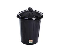(1 Pack) Wham 80L Black Plastic Dustbin Lid Dust Bin Waste Disposal Rubbish Trash Can