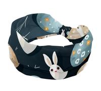 1 Pack Wide Headbands For Women Elastic Headband Cartoon Easter Egg Rabbit-670 Head Bands Women's Hair Band Turban Workout Soft Sweat Hairband Accessories